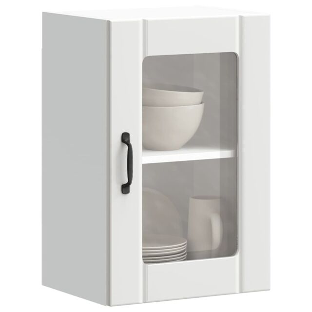 Berkfield Home Kitchen Wall Cabinet with Glass Door Lucca White - image 1