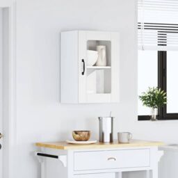 Berkfield Home Kitchen Wall Cabinet with Glass Door Lucca White - thumbnail 3