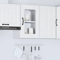 Berkfield Home Kitchen Wall Cabinet with Glass Door Lucca White - thumbnail 4
