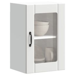 Berkfield Home Kitchen Wall Cabinet with Glass Door Lucca White - thumbnail 1
