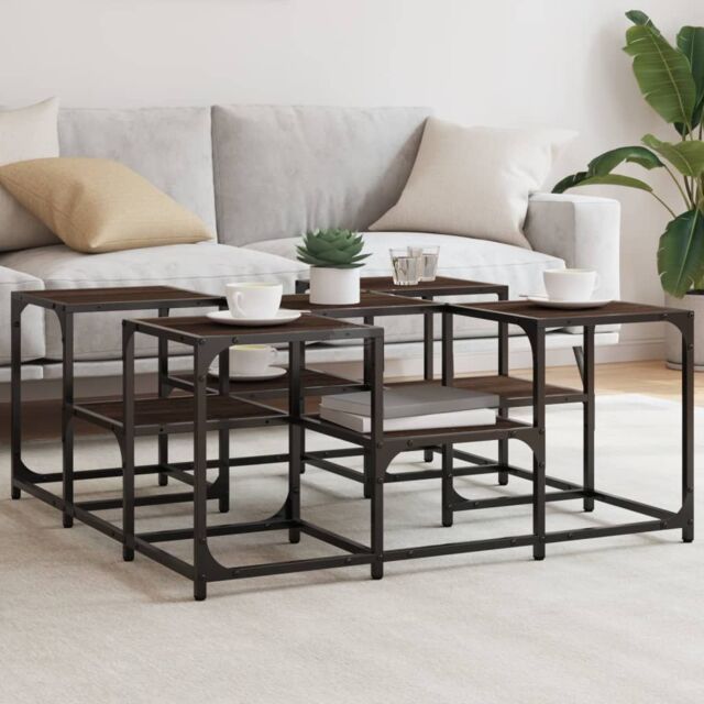 Berkfield Home Coffee Table Brown Oak 91x91x40 cm Engineered Wood - Size: 91 x 91 x 40 cm - image 1