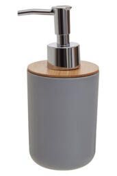 Orsina Subtle White Lotion Dispenser With Bamboo Fibre Body, Liquid Soap Pump For Hand Wash, Moisturizer Dispenser in Grey