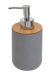 Orsina Subtle White Lotion Dispenser With Bamboo Fibre Body, Liquid Soap Pump For Hand Wash, Moisturizer Dispenser in Grey - thumbnail 2