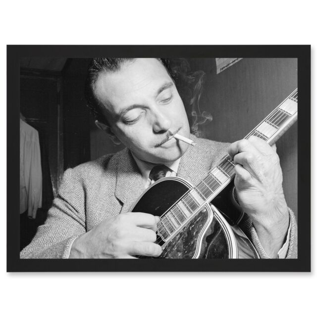 Artery8 Vintage Photo Music Legend Guitar Player Django Reinhardt Black & White A4 Artwork Framed Wall Art Print - image 1