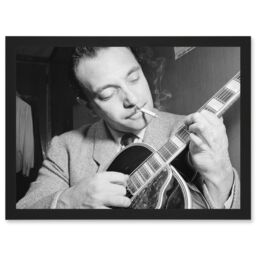 Artery8 Vintage Photo Music Legend Guitar Player Django Reinhardt Black & White A4 Artwork Framed Wall Art Print - thumbnail 1