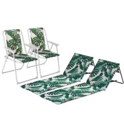 Harbour Housewares 4 Piece Folding Beach Furniture Set - Banana Leaf - thumbnail 1