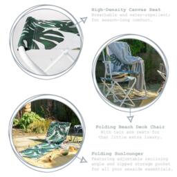 Harbour Housewares 4 Piece Folding Beach Furniture Set - Banana Leaf - thumbnail 2