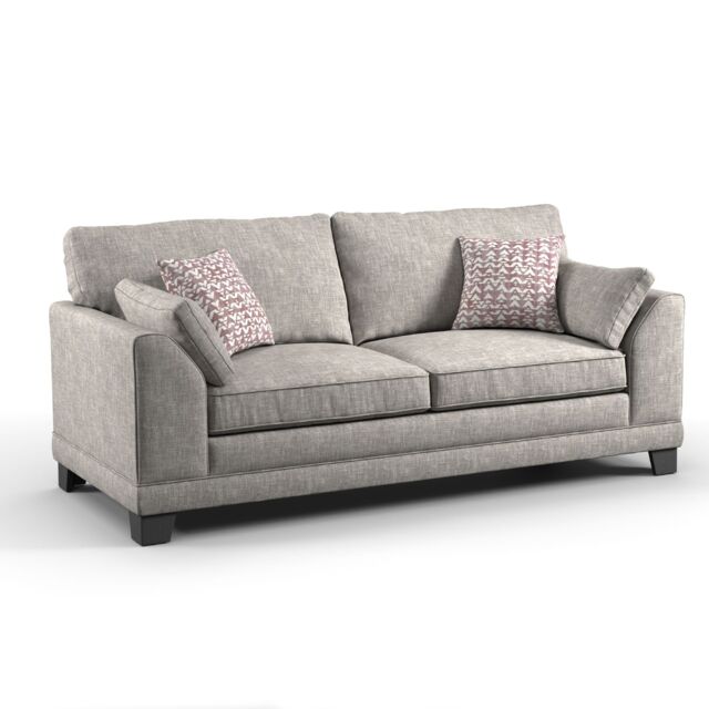 Furnishings For Less UK Hilliard Fullback Fabric 3 Seater Sofa Charcoal or Mist in Beige - image 1