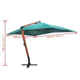 Berkfield Home Floating Parasol Melia 300 x 400 cm Green - thumbnail 5