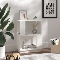Berkfield Home Book Cabinet/Room Divider White 51x25x70 cm Solid Wood Pine - Size: 51 x 25 x 70 cm - thumbnail 3