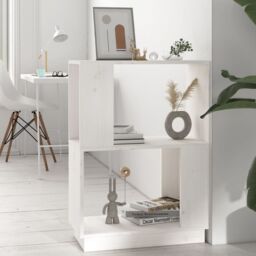 Berkfield Home Book Cabinet/Room Divider White 51x25x70 cm Solid Wood Pine - Size: 51 x 25 x 70 cm - thumbnail 1
