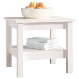 Berkfield Home Beautiful Coffee Table White 45x45x40 cm Solid Wood Pine - Size: 45 x 45 x 40 cm - thumbnail 5