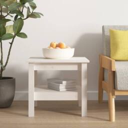 Berkfield Home Beautiful Coffee Table White 45x45x40 cm Solid Wood Pine - Size: 45 x 45 x 40 cm - thumbnail 2