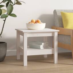Berkfield Home Beautiful Coffee Table White 45x45x40 cm Solid Wood Pine - Size: 45 x 45 x 40 cm - thumbnail 4