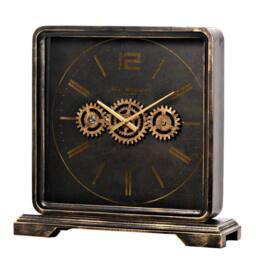 WILLIAM WIDDOP Mantel Clock With Moving Gears in Black - thumbnail 3