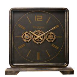 WILLIAM WIDDOP Mantel Clock With Moving Gears in Black - thumbnail 1