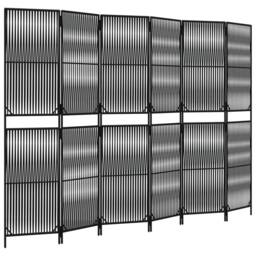 Berkfield Home Room Divider 6 Panels Black Poly Rattan - thumbnail 1