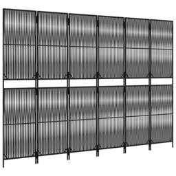 Berkfield Home Room Divider 6 Panels Black Poly Rattan - thumbnail 4