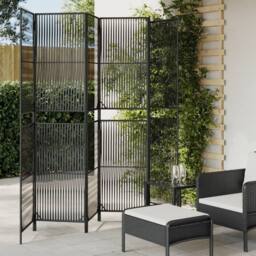 Berkfield Home Room Divider 6 Panels Black Poly Rattan - thumbnail 2