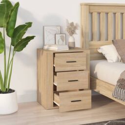 Berkfield Home Bedside Cabinet Sonoma Oak 50x36x60 cm Engineered Wood in Brown - Size: 50 x 36 x 60 cm - thumbnail 3