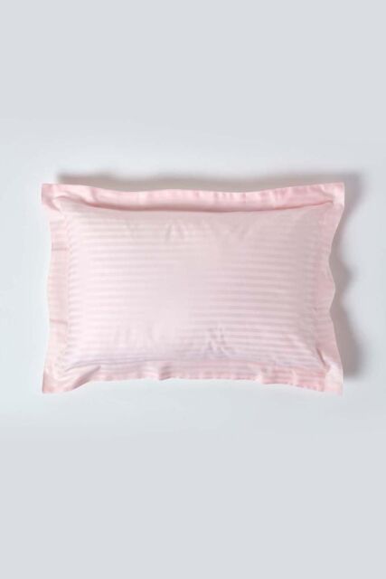 Homescapes Egyptian Cotton Satin Stripe Oxford Pillowcase 330 TC in Pink - image 1