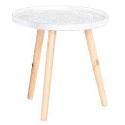 NESTLUNE Round Coffee Table W/ Solid Wood Legs Sofa End Side in White - Size: 100 cm x 15 cm