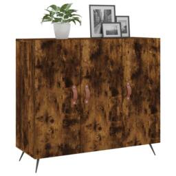 Berkfield Home Sideboard Smoked Oak 90x34x80 cm Engineered Wood in Brown - Size: 90 x 34 x 80 cm - thumbnail 3