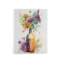 "Artery8 Wildflower Bouquet In Wine Bottle Floral Canvas Wall Art Print - Size: W18"" x H24""" - thumbnail 1