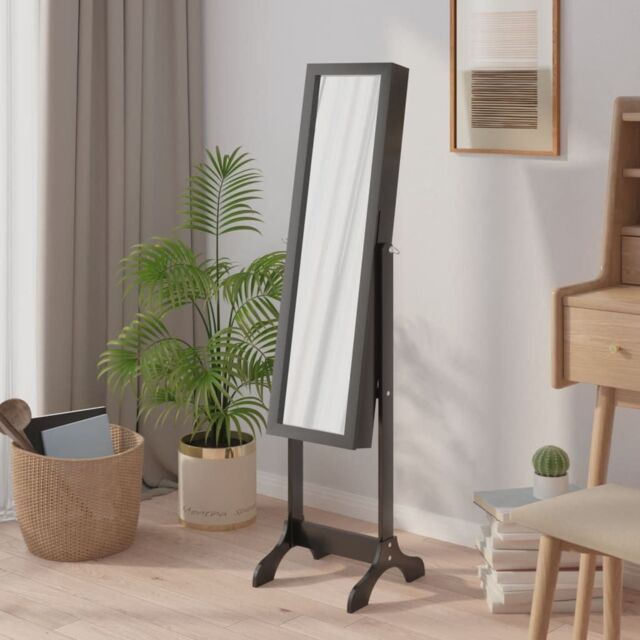 Berkfield Home Free-Standing Mirror Black 34x37x146 cm - Size: 34 x 37 x 146 cm