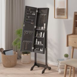 Berkfield Home Free-Standing Mirror Black 34x37x146 cm - Size: 34 x 37 x 146 cm - thumbnail 3