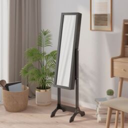 Berkfield Home Free-Standing Mirror Black 34x37x146 cm - Size: 34 x 37 x 146 cm - thumbnail 1