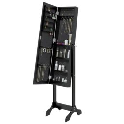 Berkfield Home Free-Standing Mirror Black 34x37x146 cm - Size: 34 x 37 x 146 cm - thumbnail 4