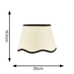 ValueLights Dutton Natural Fabric Scallop Edge Small Lamp Shade with LED Bulb in Black - thumbnail 4