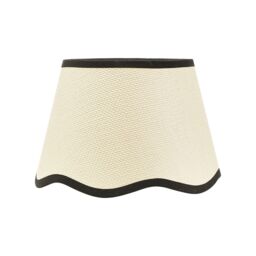ValueLights Dutton Natural Fabric Scallop Edge Small Lamp Shade with LED Bulb in Black - thumbnail 2