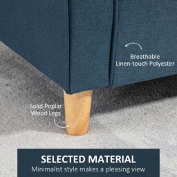 HOMCOM Double Seat Sofa Linen Upholstery Loveseat Couch w/ Armrests in Blue - thumbnail 6