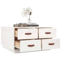 Berkfield Home Beautiful Coffee Table White 80x80x45 cm Solid Wood Pine - Size: 80 x 80 x 45 cm - thumbnail 5