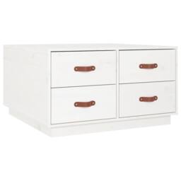 Berkfield Home Beautiful Coffee Table White 80x80x45 cm Solid Wood Pine - Size: 80 x 80 x 45 cm - thumbnail 3