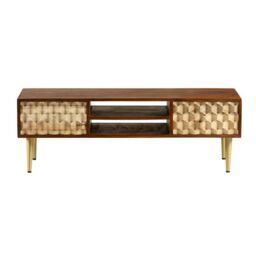 Indian Hub Edison Large Plasma TV Stand - Solid Mango Wood - L40 x W140 x H45 cm in Brown - thumbnail 2