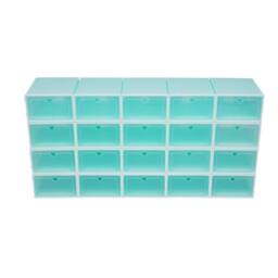 VOGREX 20 Pack Clear Foldable Stackable Drop Front Shoe Boxes in Green - thumbnail 3