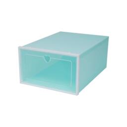 VOGREX 20 Pack Clear Foldable Stackable Drop Front Shoe Boxes in Green - thumbnail 1