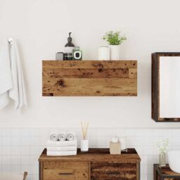 Berkfield Home Bathroom Wall Cabinet Old Wood 80x25x30 cm Engineered Wood in Brown - Size: 80 x 25 x 30 cm - thumbnail 3