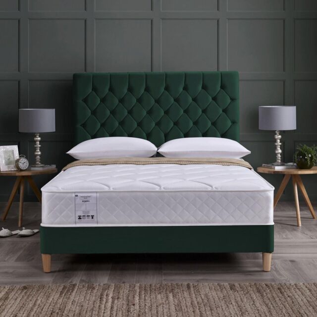 Rest Relax Poppy Coil Sprung Quilted Mattress in White - Size: Double - image 1