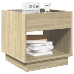 Berkfield Home Bedside Table with Infinity LED Sonoma Oak 50x50x50 cm in Brown - Size: 50 x 50 x 50 cm - thumbnail 5