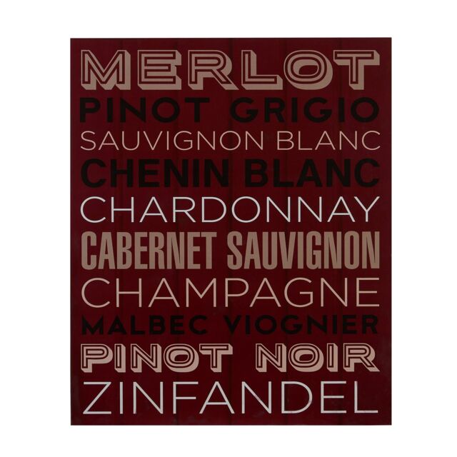Orsina Wine List Wall Plaque, Wooden Sign Featuring Classic Wine-Themed Typography, Rustic Charm For Kitchens in Red - image 1
