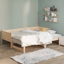 Berkfield Home Pull-out Day Bed Solid Wood Pine 2x(90x190) cm in Light Brown - thumbnail 5
