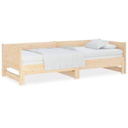 Berkfield Home Pull-out Day Bed Solid Wood Pine 2x(90x190) cm in Light Brown - thumbnail 1
