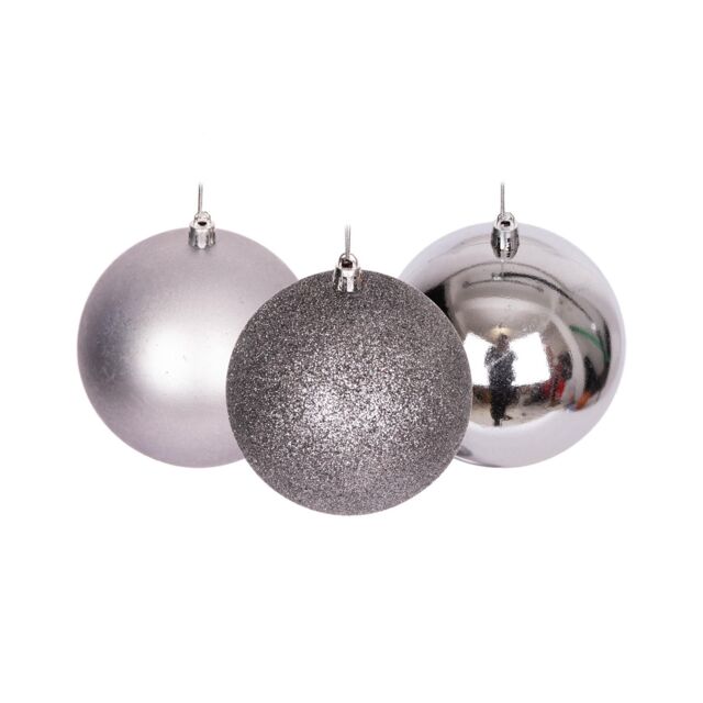 Shatchi Christmas Decorations Baubles mid grey 6cm 6pcs set pvc - image 1