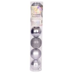 Shatchi Christmas Decorations Baubles mid grey 6cm 6pcs set pvc - thumbnail 2