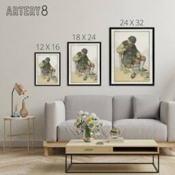 "Artery8 Cornelis Ploos van Amstel Seated Farmer with Jug Framed Canvas Art - Size: W12"" x H16""" - thumbnail 4