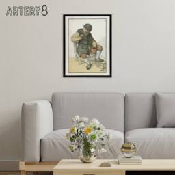 "Artery8 Cornelis Ploos van Amstel Seated Farmer with Jug Framed Canvas Art - Size: W12"" x H16""" - thumbnail 3